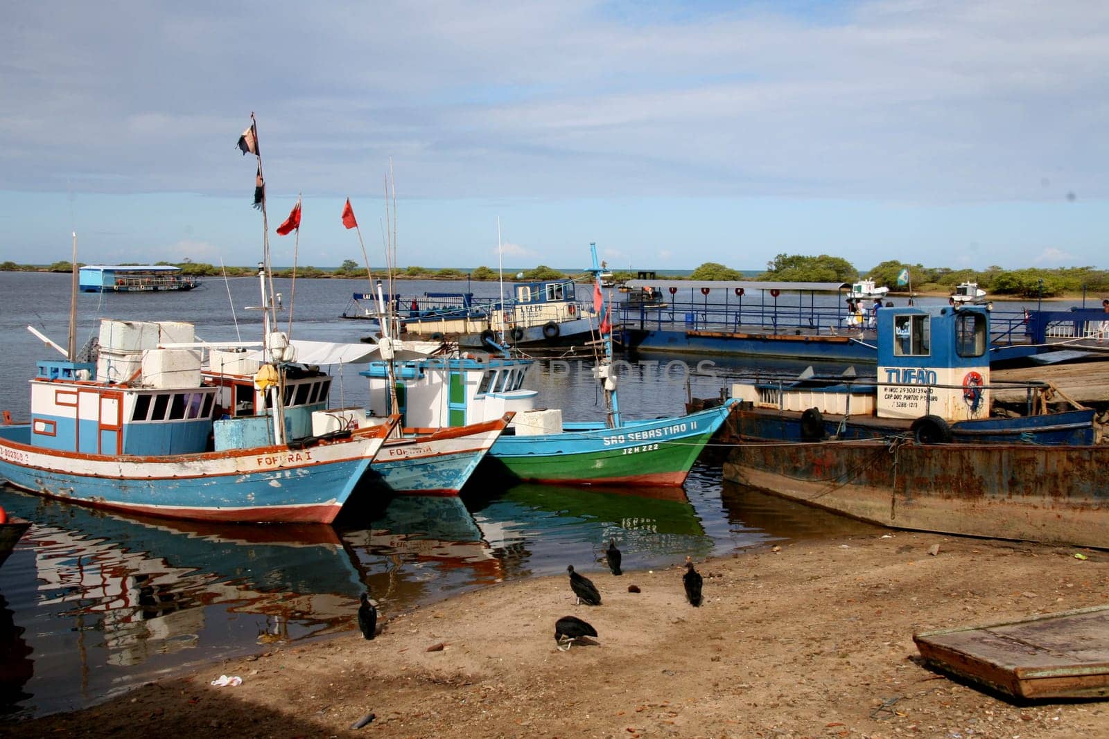 santa cruz cabralia, bahia / brazil - january 14, 2008: fishing boats are seen in port in the city of Santa Cruz Cabralia.
