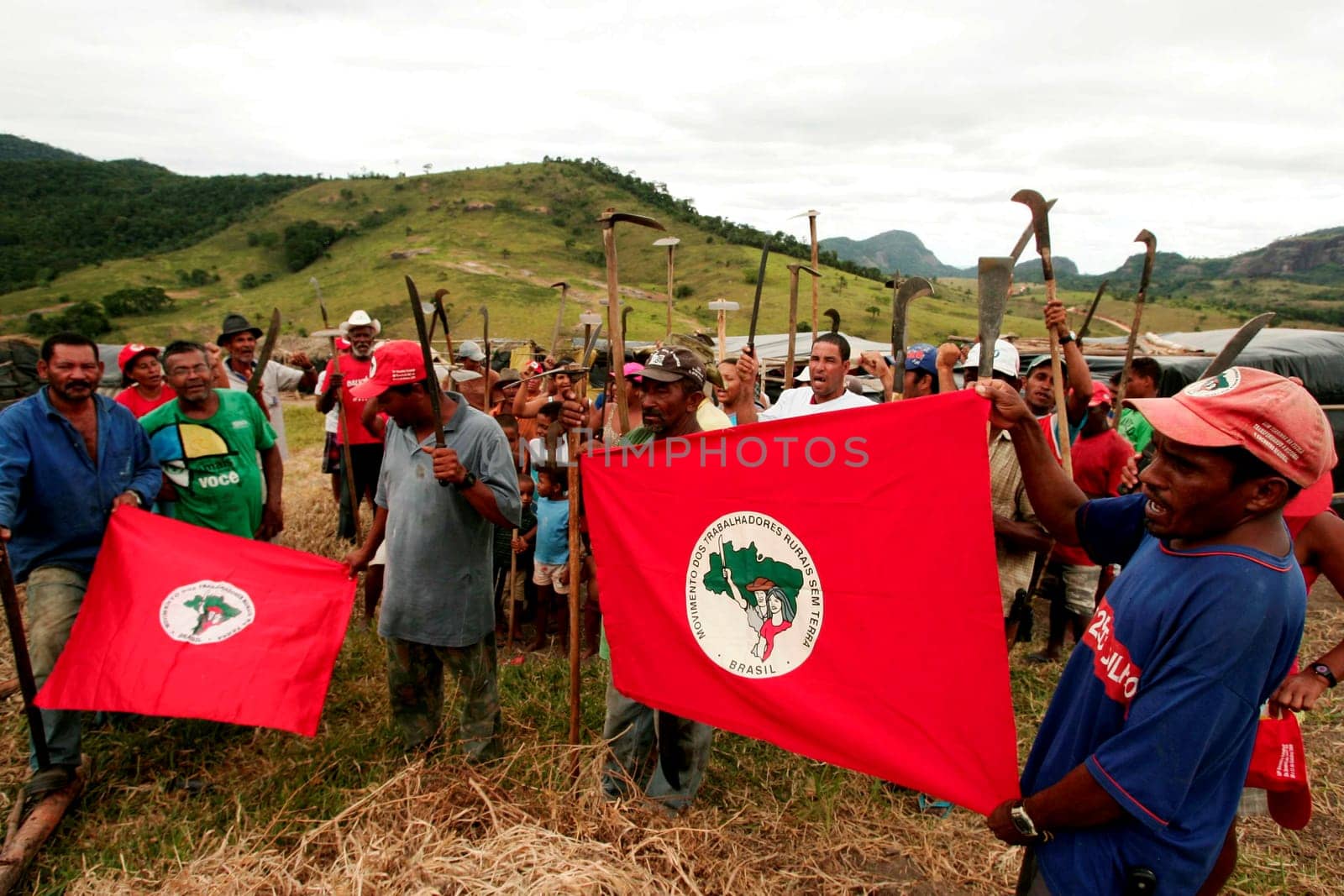 itamaraju, bahia / brazil - december 15, 2009: member of the Landless Movement - MST - are seen during the occupation of a farm invaded in the rural area of the municipality of Itamaraju.