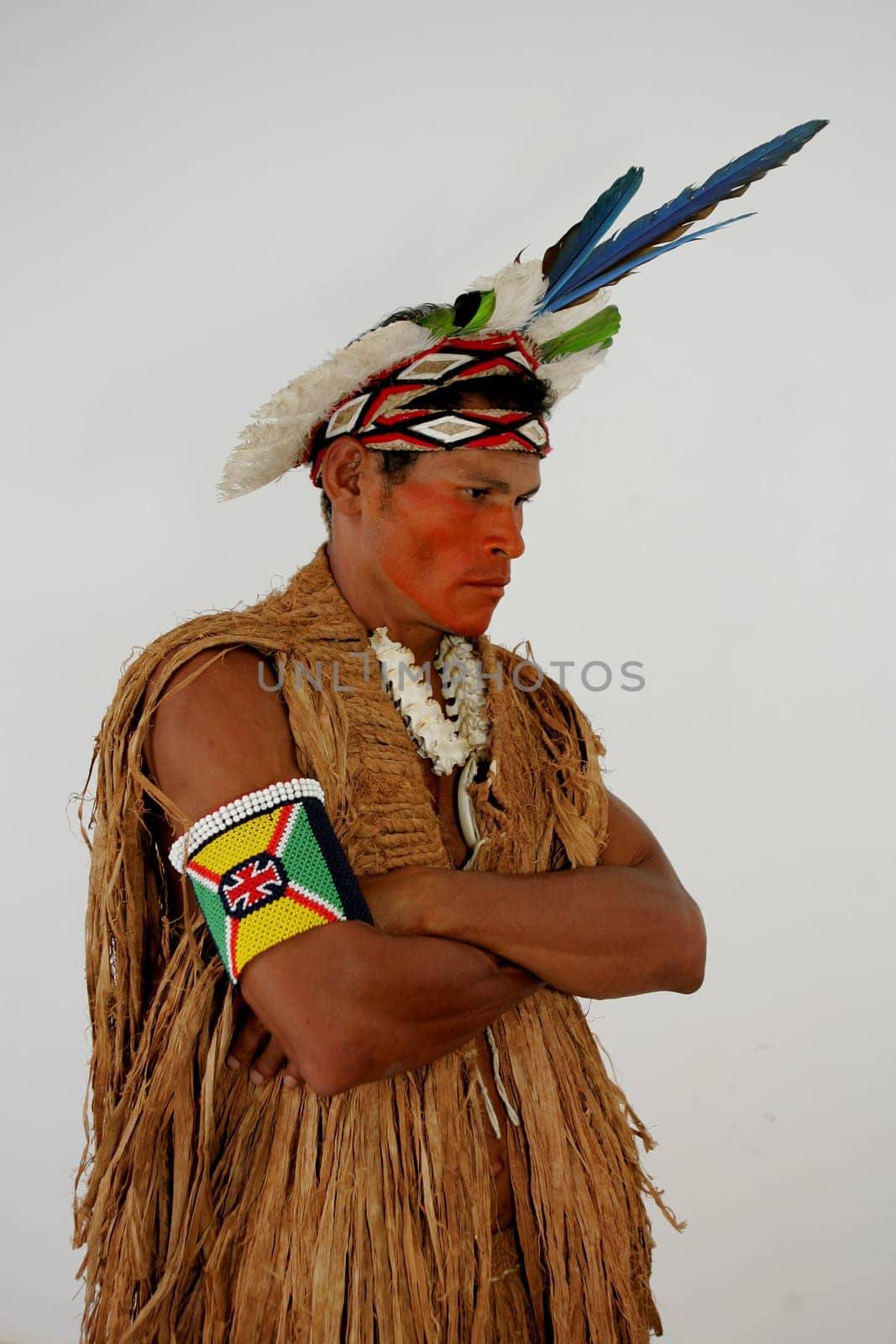 porto Seguro, bahia / brazil - february 4, 2011: indians of Pataxo ethnicity are seen during protest at the National Health Foundation in the city of Porto Seguro.