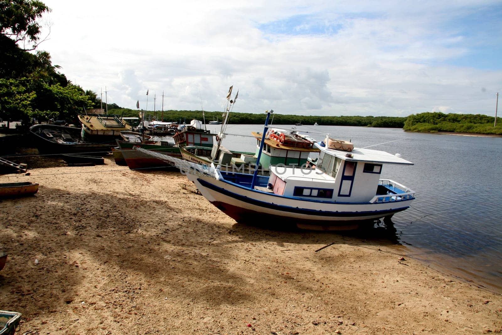 santa cruz cabralia, bahia / brazil - january 14, 2008: fishing boats are seen in port in the city of Santa Cruz Cabralia.