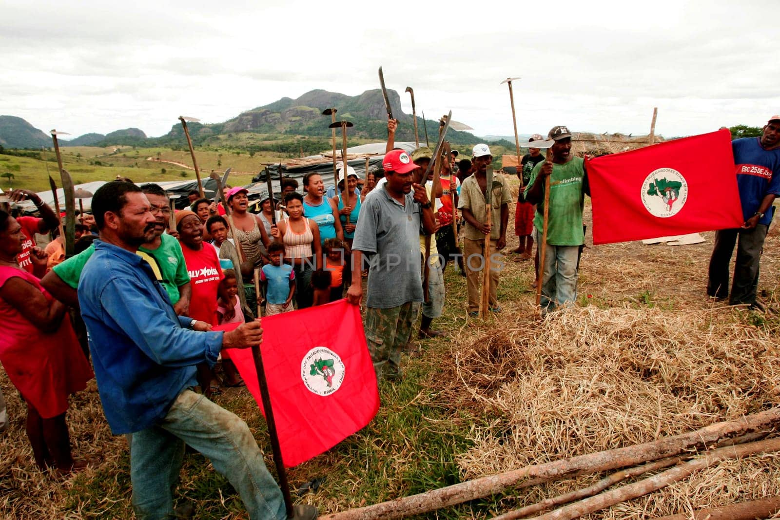 itamaraju, bahia / brazil - december 15, 2009: member of the Landless Movement - MST - are seen during the occupation of a farm invaded in the rural area of the municipality of Itamaraju.