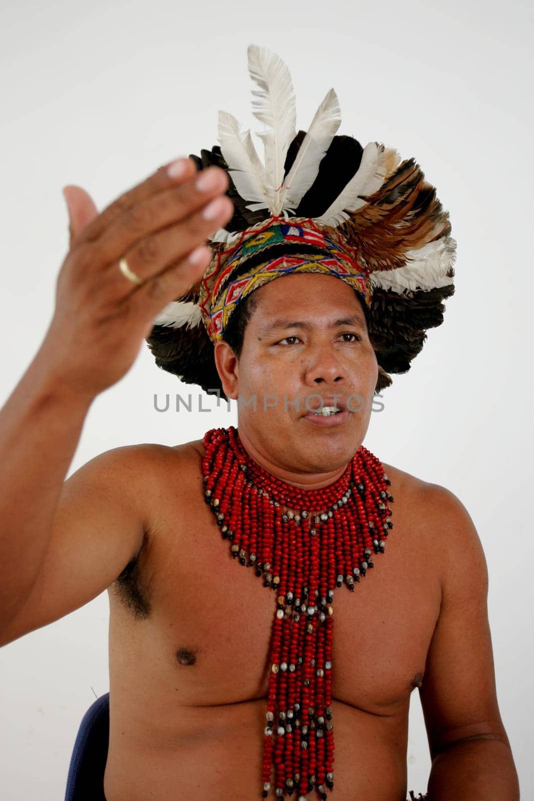 porto Seguro, bahia / brazil - february 4, 2011: indians of Pataxo ethnicity are seen during protest at the National Health Foundation in the city of Porto Seguro.