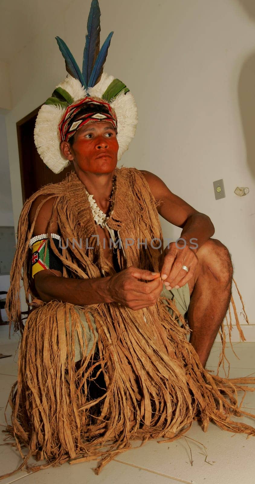 porto Seguro, bahia / brazil - february 4, 2011: indians of Pataxo ethnicity are seen during protest at the National Health Foundation in the city of Porto Seguro.