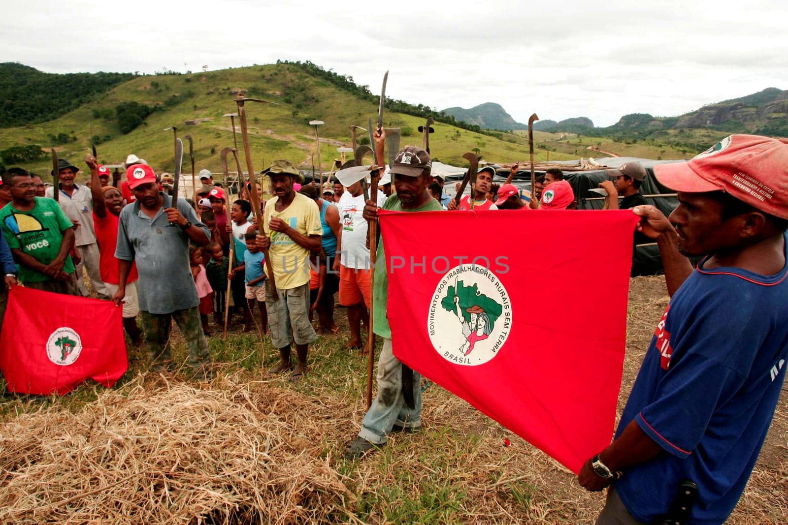 itamaraju, bahia / brazil - december 15, 2009: member of the Landless Movement - MST - are seen during the occupation of a farm invaded in the rural area of the municipality of Itamaraju.