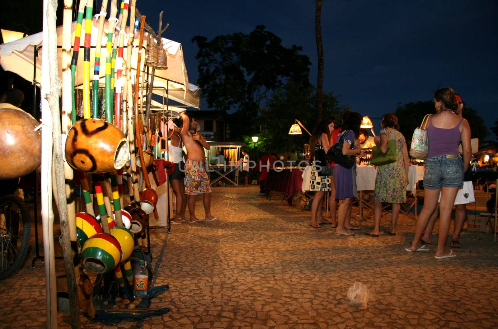 Porto Seguro, Bahia / Brazil - January 3, 2008: handicraft fair in the district of Arraial D'Ajuda in the city of Porto Seguro.