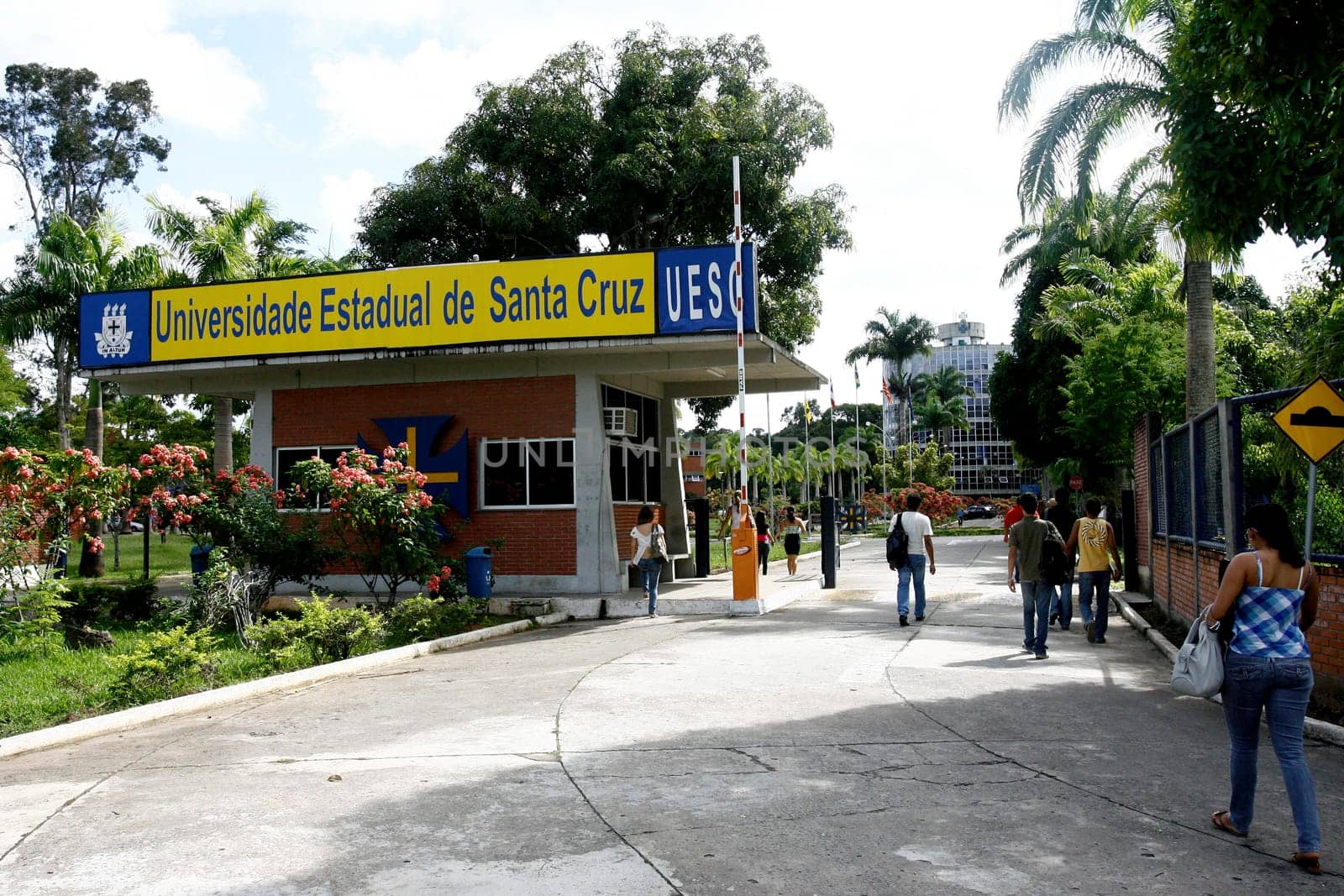 ilheus, bahia / brazil - june 3, 2011: entrance gate of Santa Cruz State University (UESC) in the city of Ilhues, in the south of Bahia.