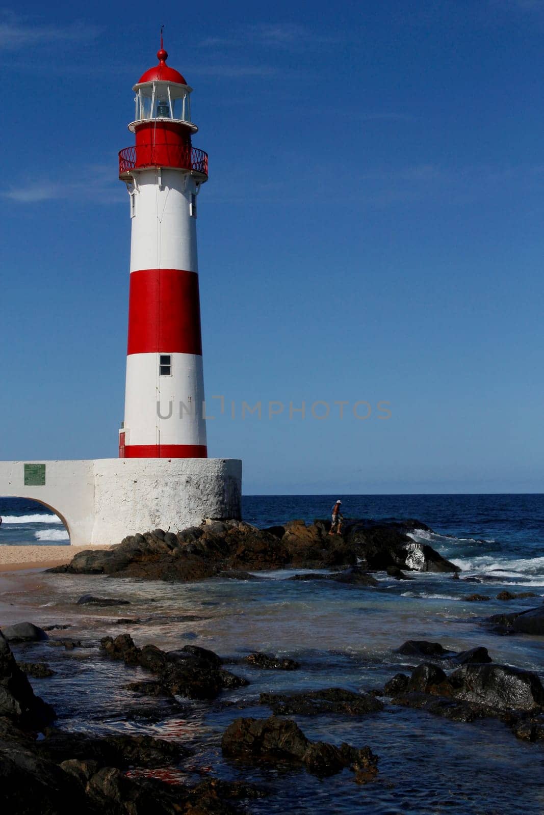 salvador, bahia / brazil - september 4, 2013: view of the lighthouse of Itapua or lighthouse of Ponta de Itapua in the city of Salvador, Bahia.