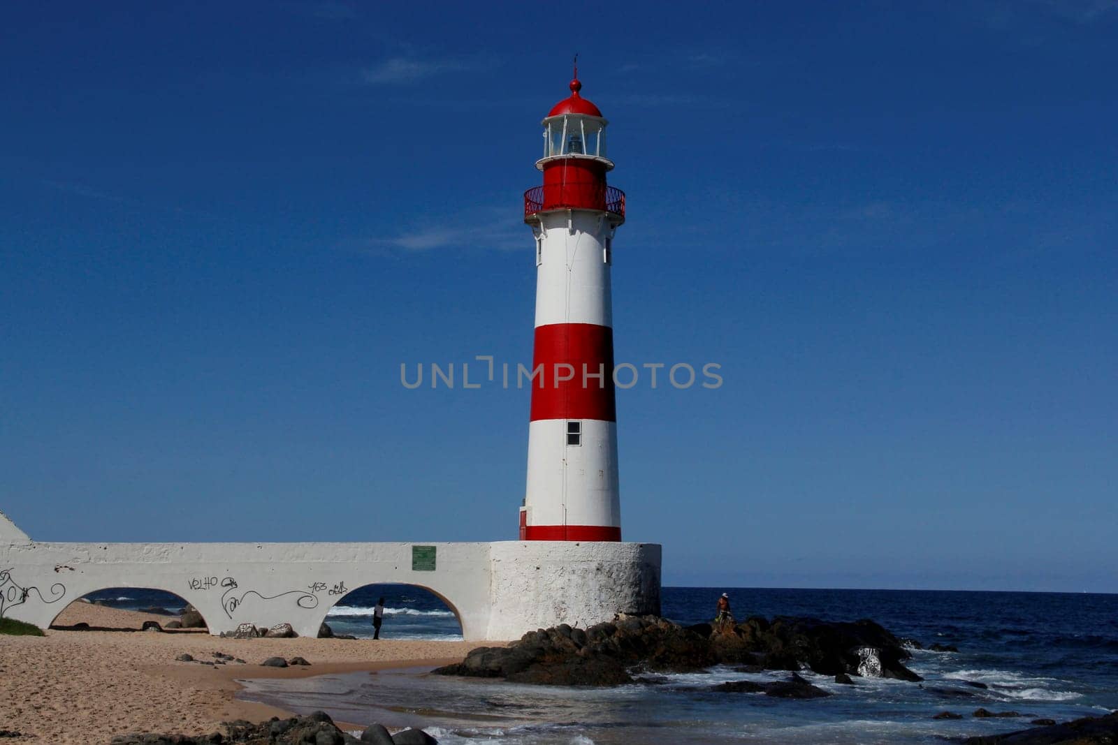 salvador, bahia / brazil - september 4, 2013: view of the lighthouse of Itapua or lighthouse of Ponta de Itapua in the city of Salvador, Bahia.