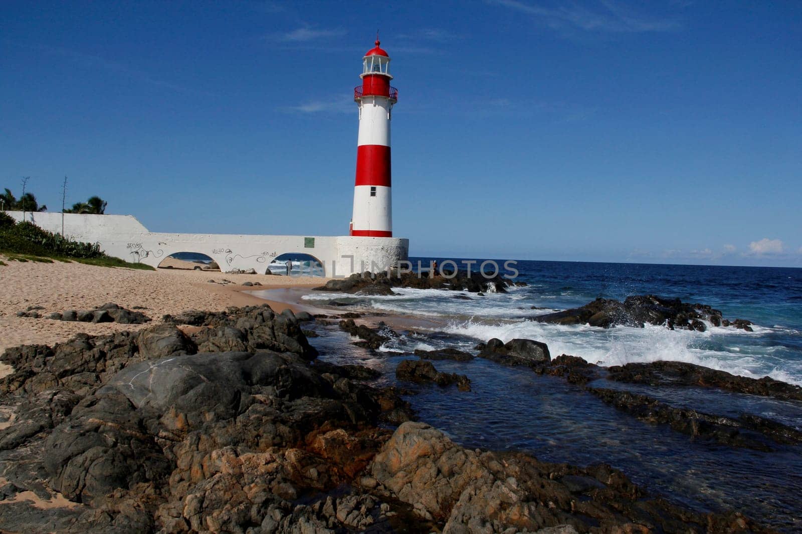 salvador, bahia / brazil - september 4, 2013: view of the lighthouse of Itapua or lighthouse of Ponta de Itapua in the city of Salvador, Bahia.