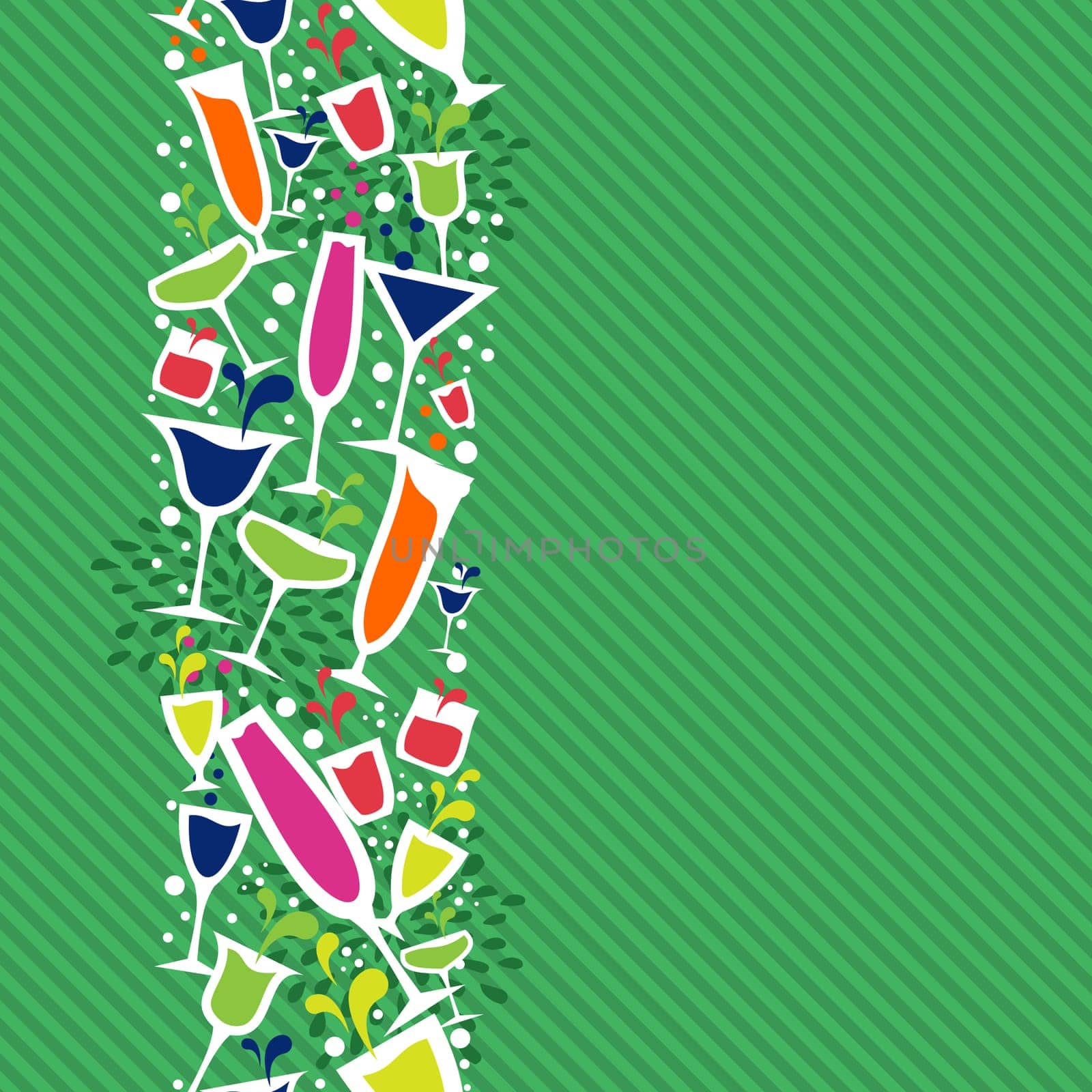 Colorful cocktail glass seamless pattern background. Ideas for restaurant menu, drink card, poster and book cover design. EPS10 vector file.