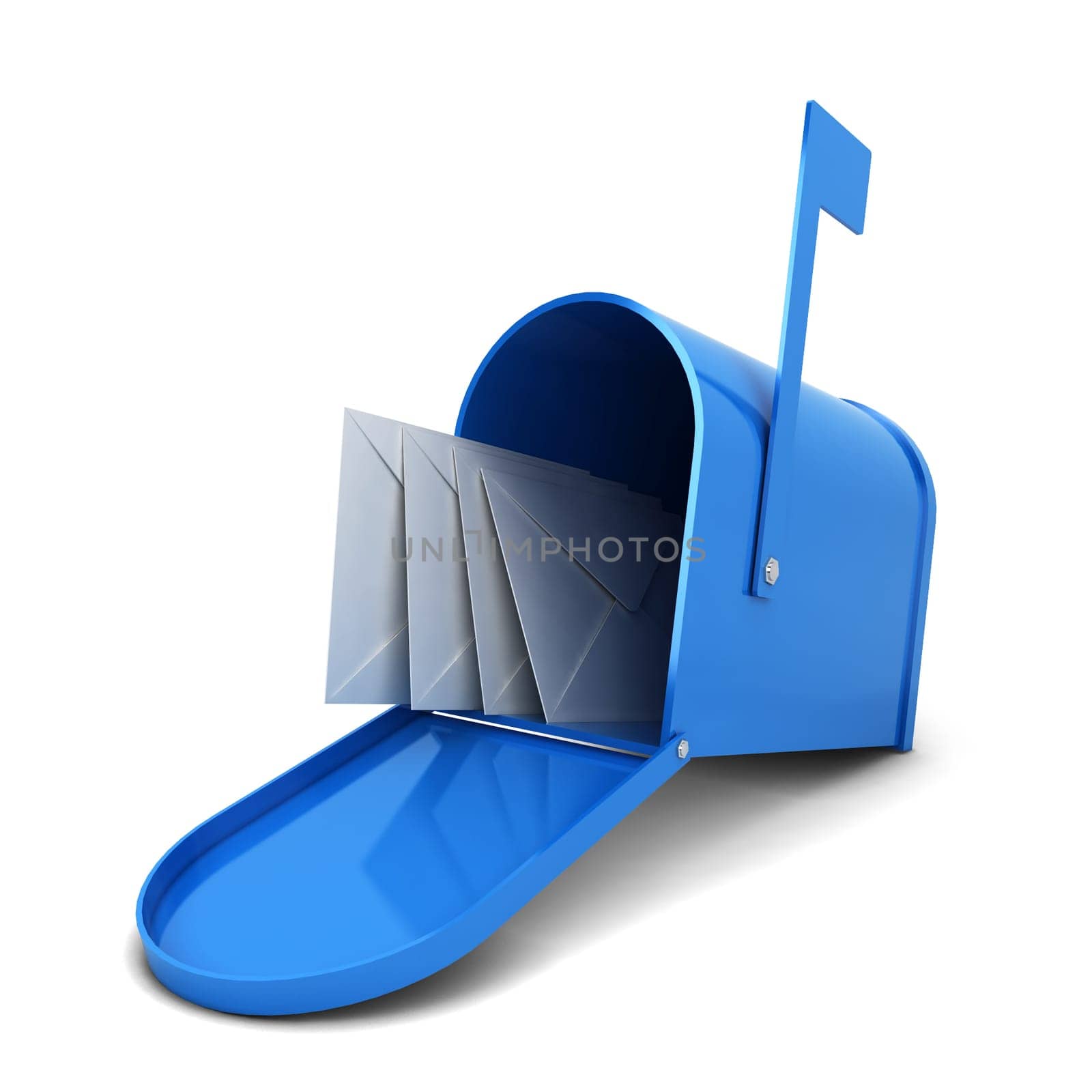 Mailbox with letters. 3d illustration isolated on white background