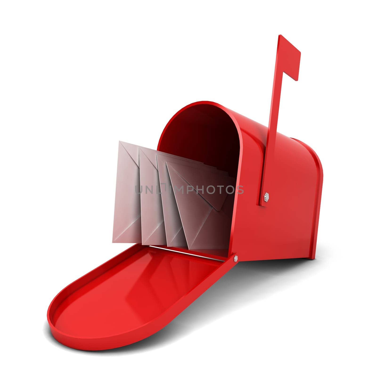Mailbox with letters. 3d illustration isolated on white background