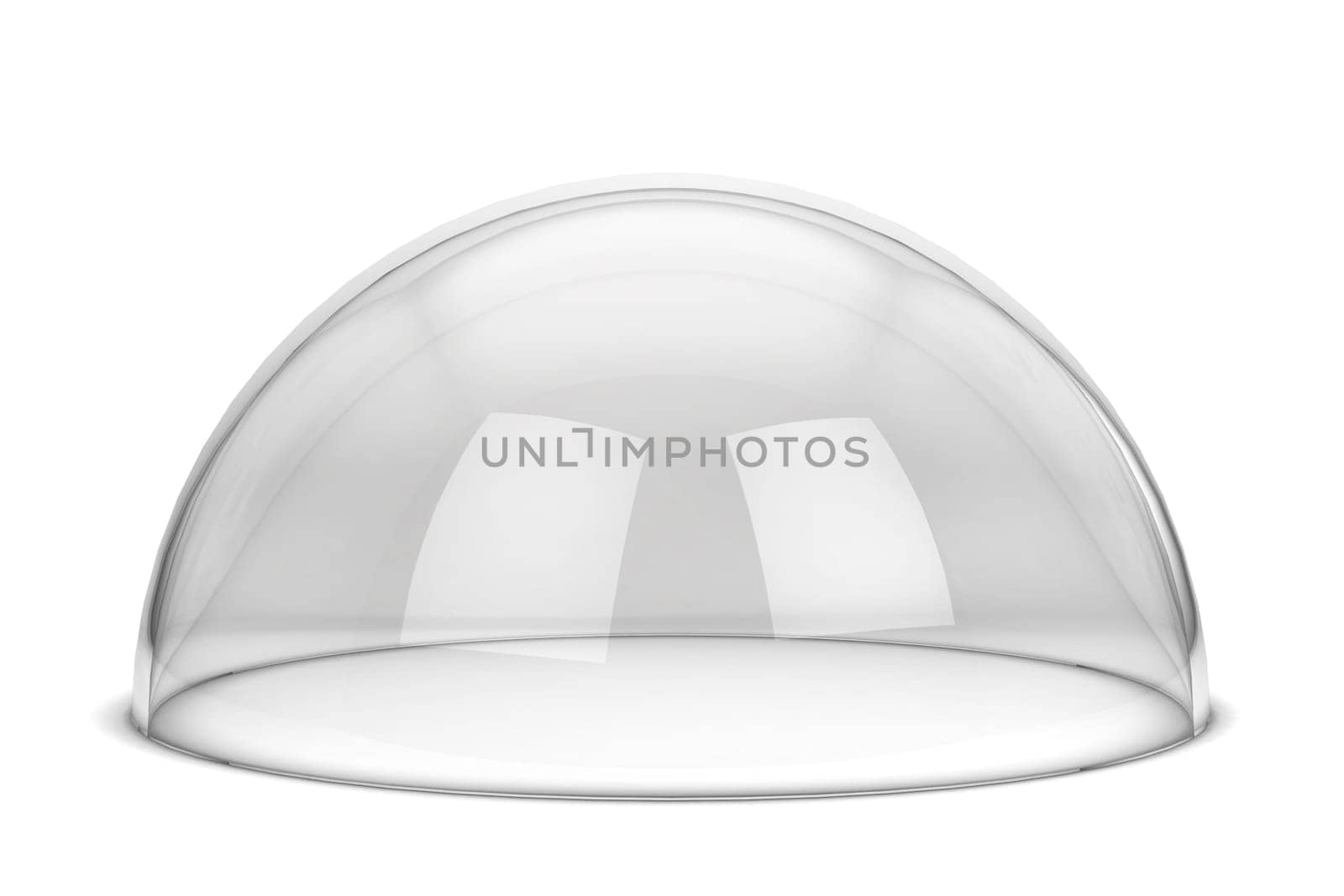 Glass hemisphere. 3d illustration isolated on white background