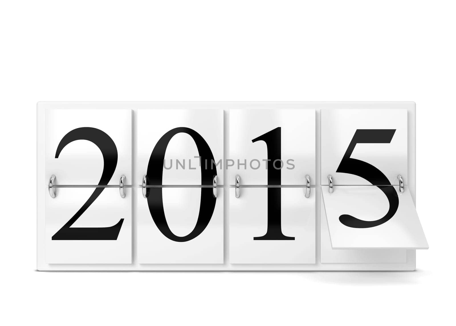 2015 year counter. 3d illustration isolated on white background
