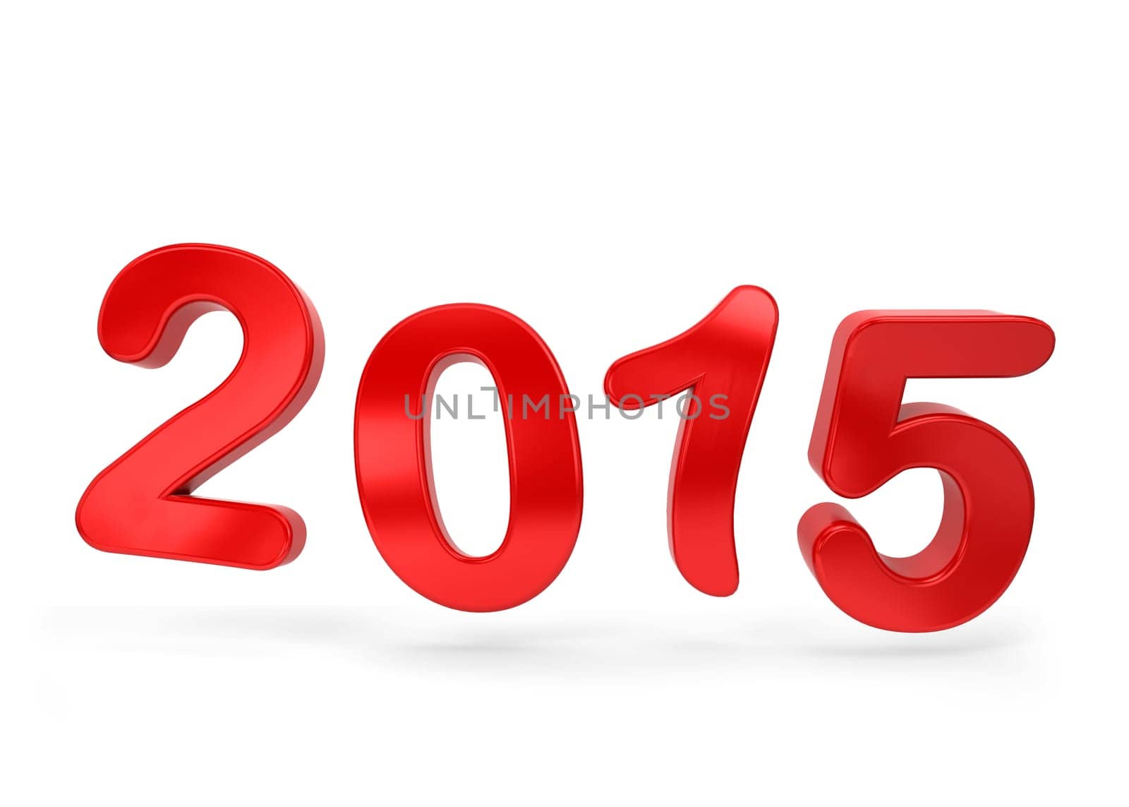 2015 text. 3d illustration isolated on white background