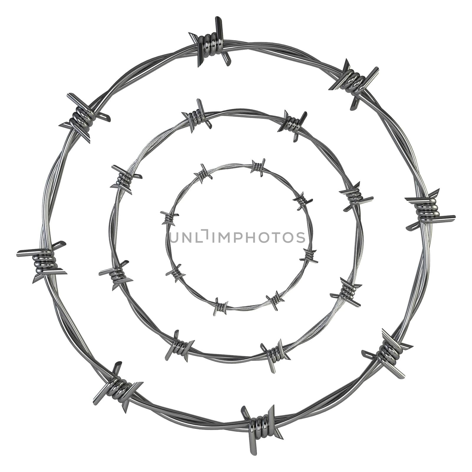 Barbed wire. 3d illustration isolated on white background