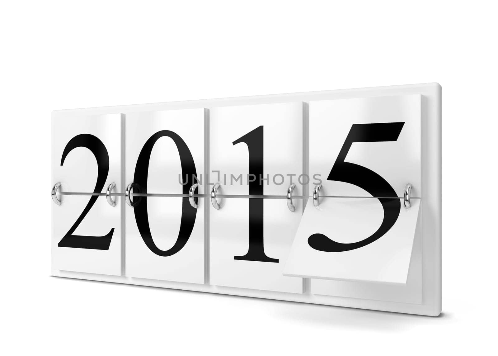 2015 year counter. 3d illustration isolated on white background