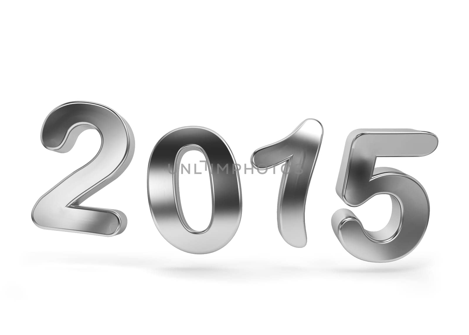 2015 text. 3d illustration isolated on white background
