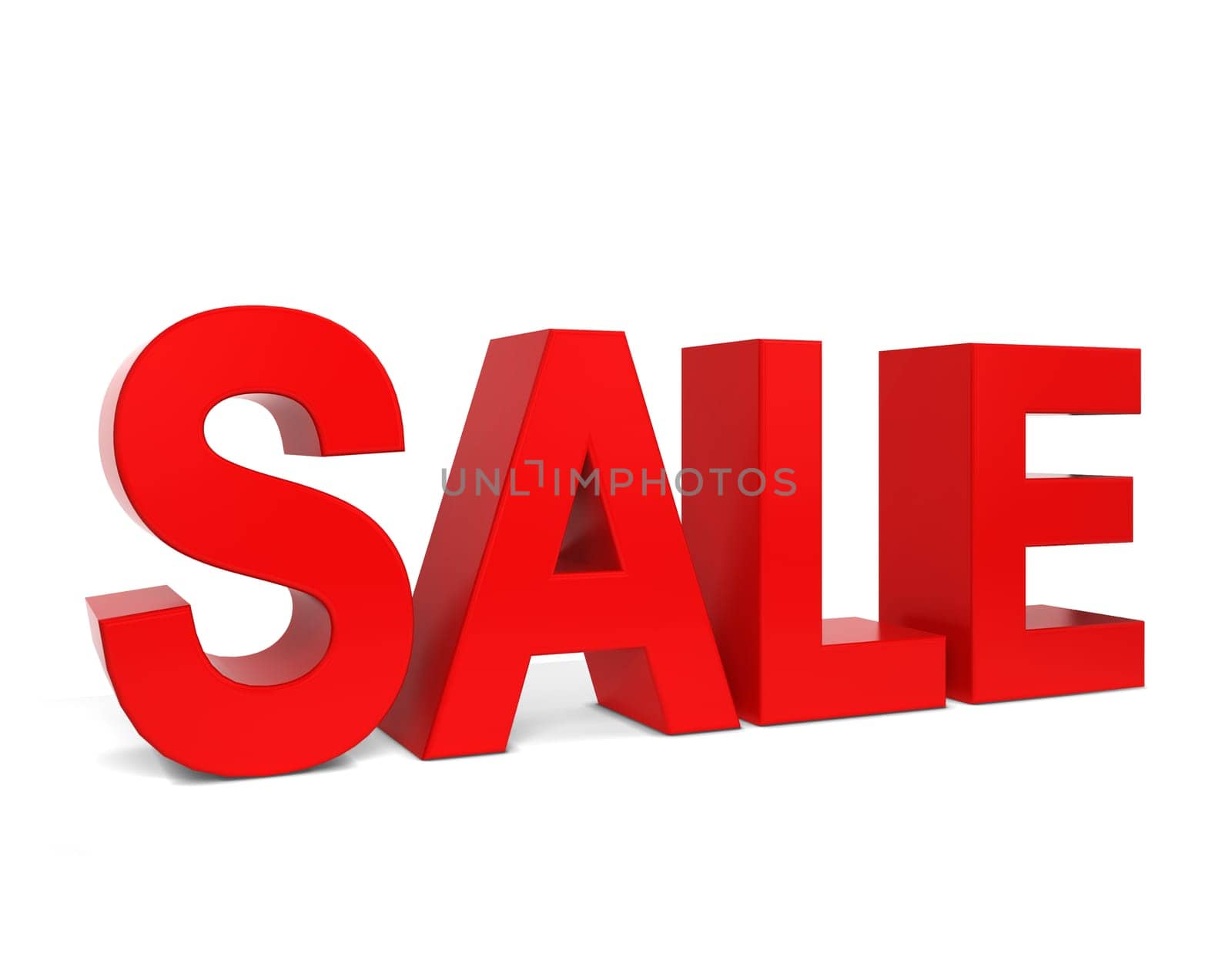 Sale text. 3d illustration isolated on white background