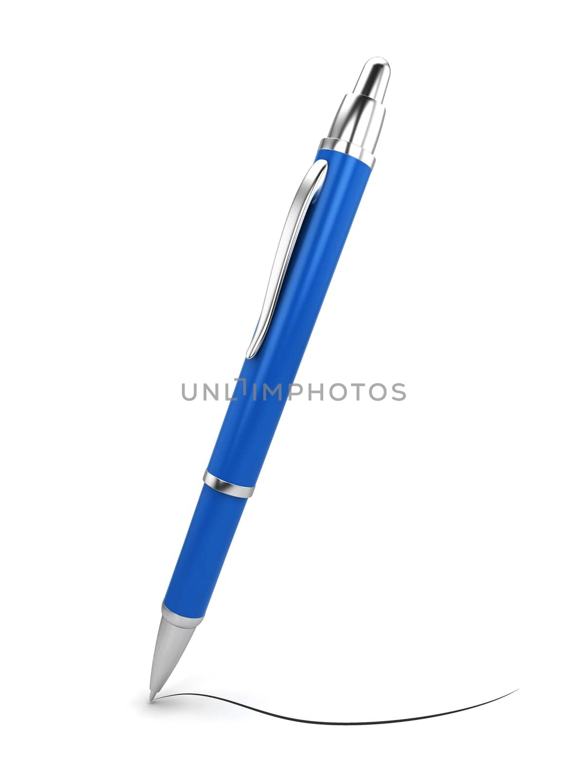 Single pen. 3d illustration isolated on white background