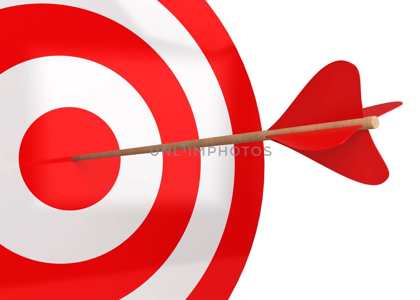 Arrow hits the target. 3d illustration isolated on white background