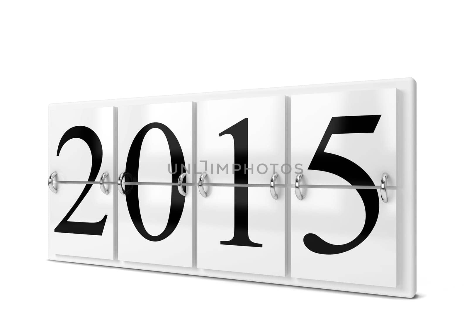 2015 year counter. 3d illustration isolated on white background