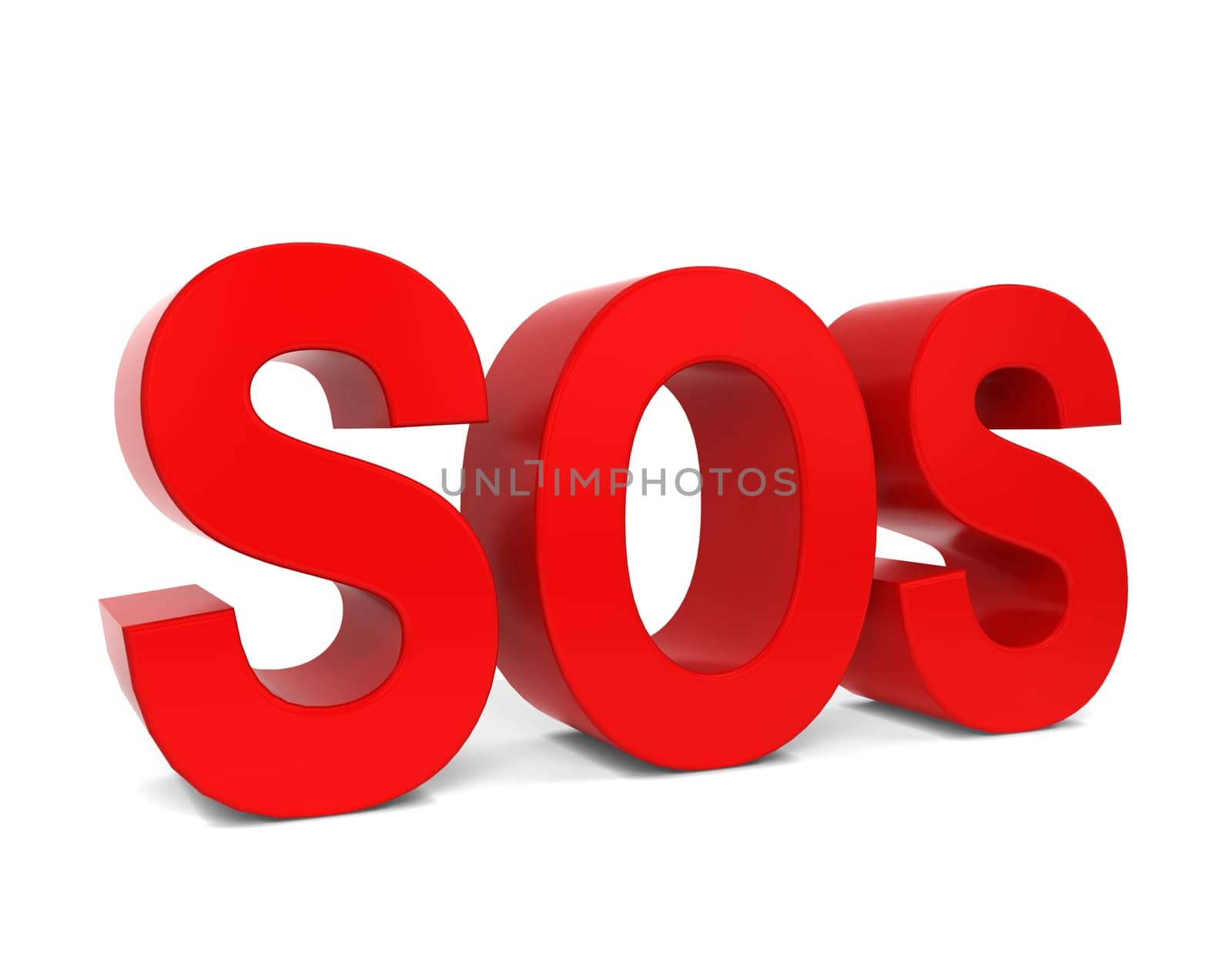 Sos text. 3d illustration isolated on white background