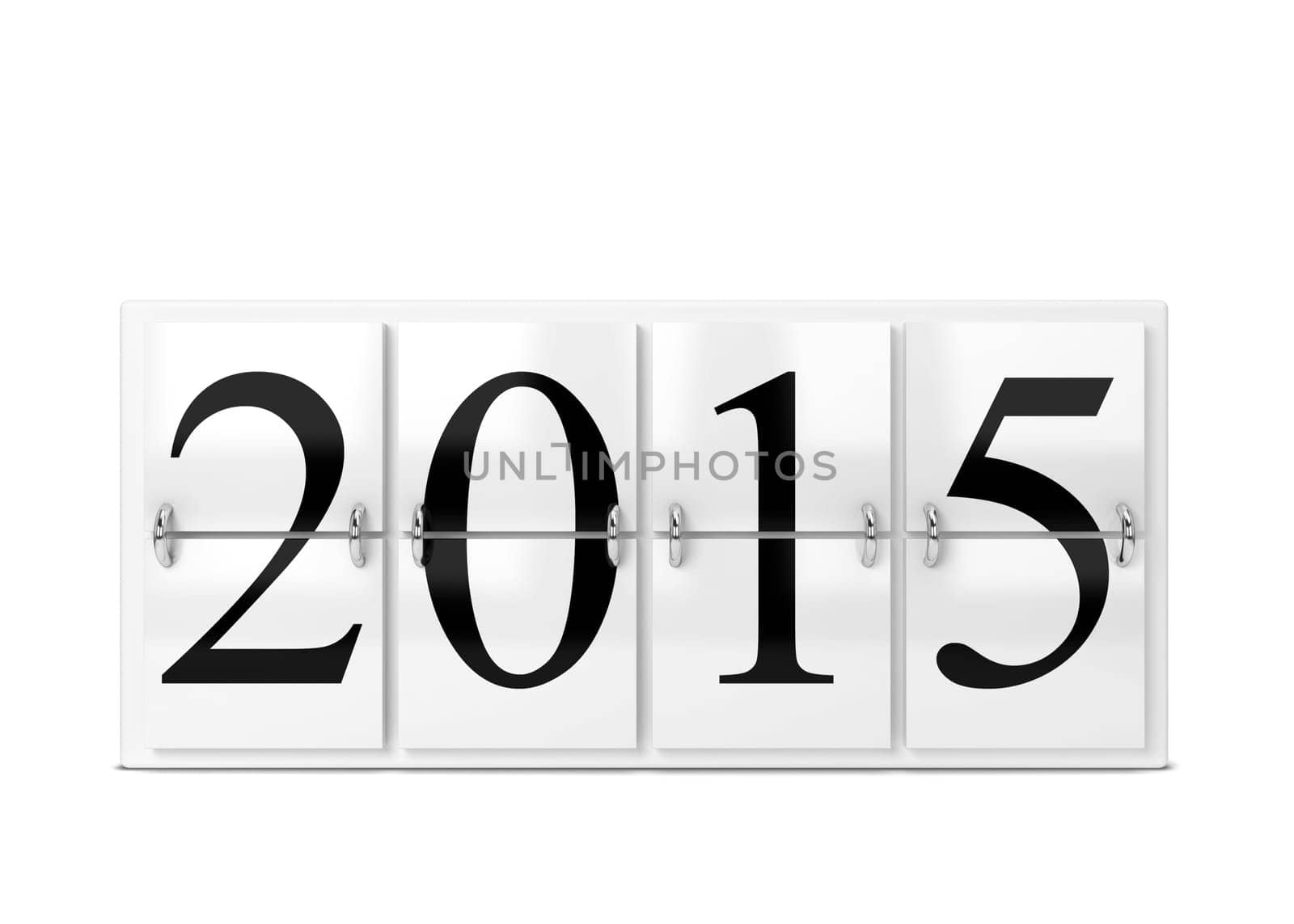 2015 year counter. 3d illustration isolated on white background