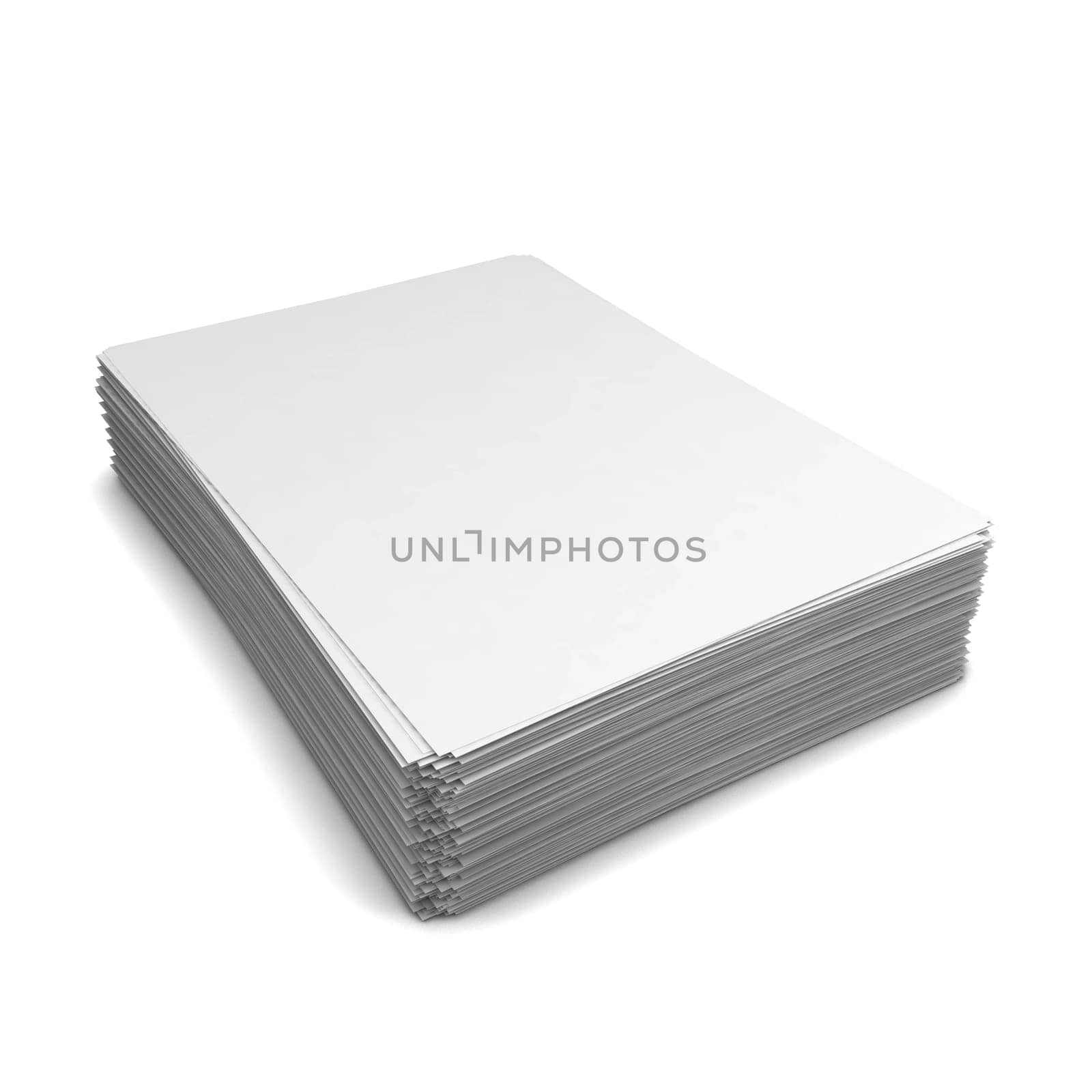 Paper stack. 3d illustration isolated on white background