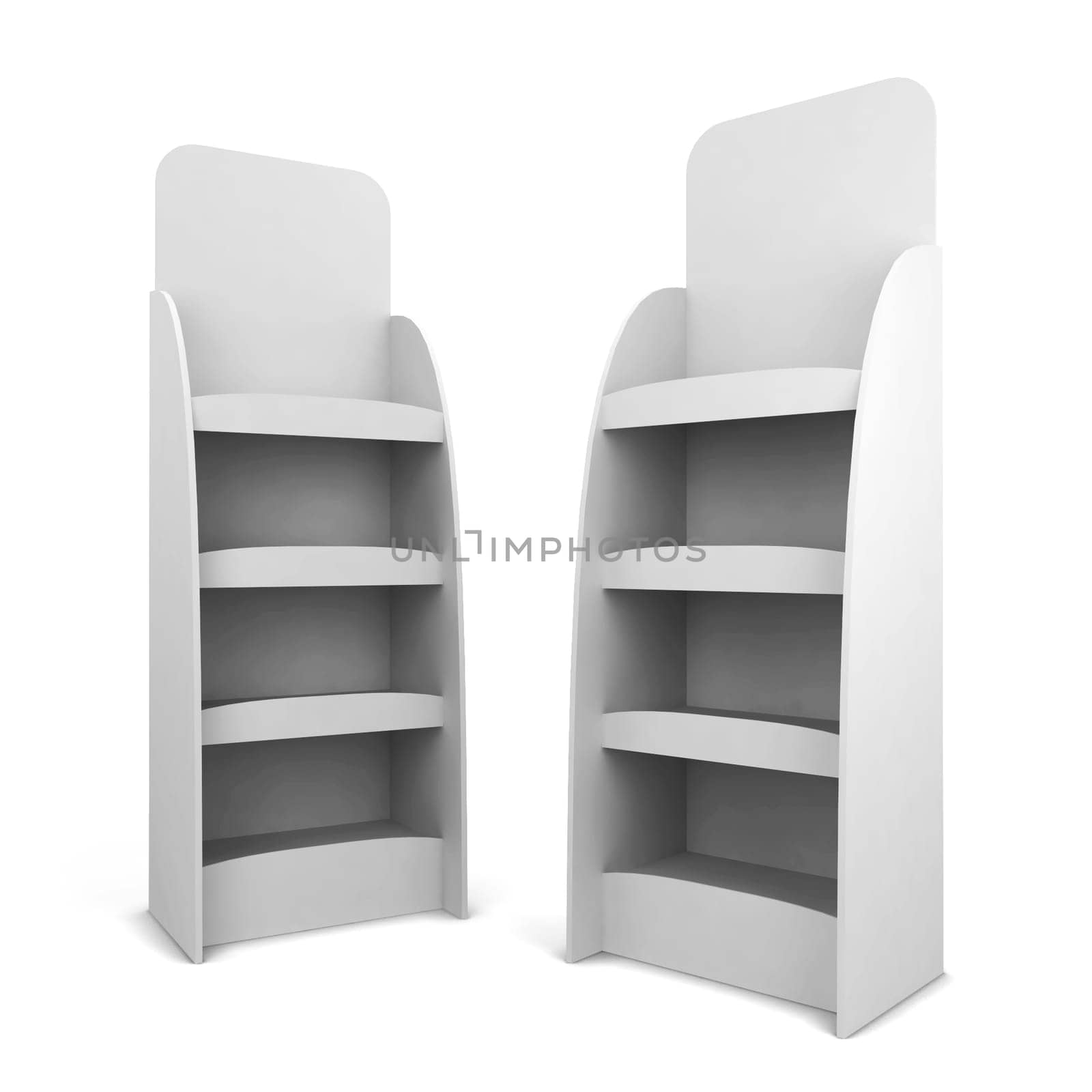 Product displays. 3d illustration isolated on white background