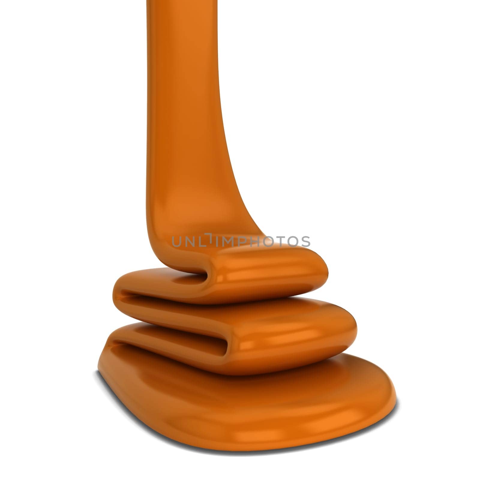 Caramel dripping. 3d illustration isolated on white background