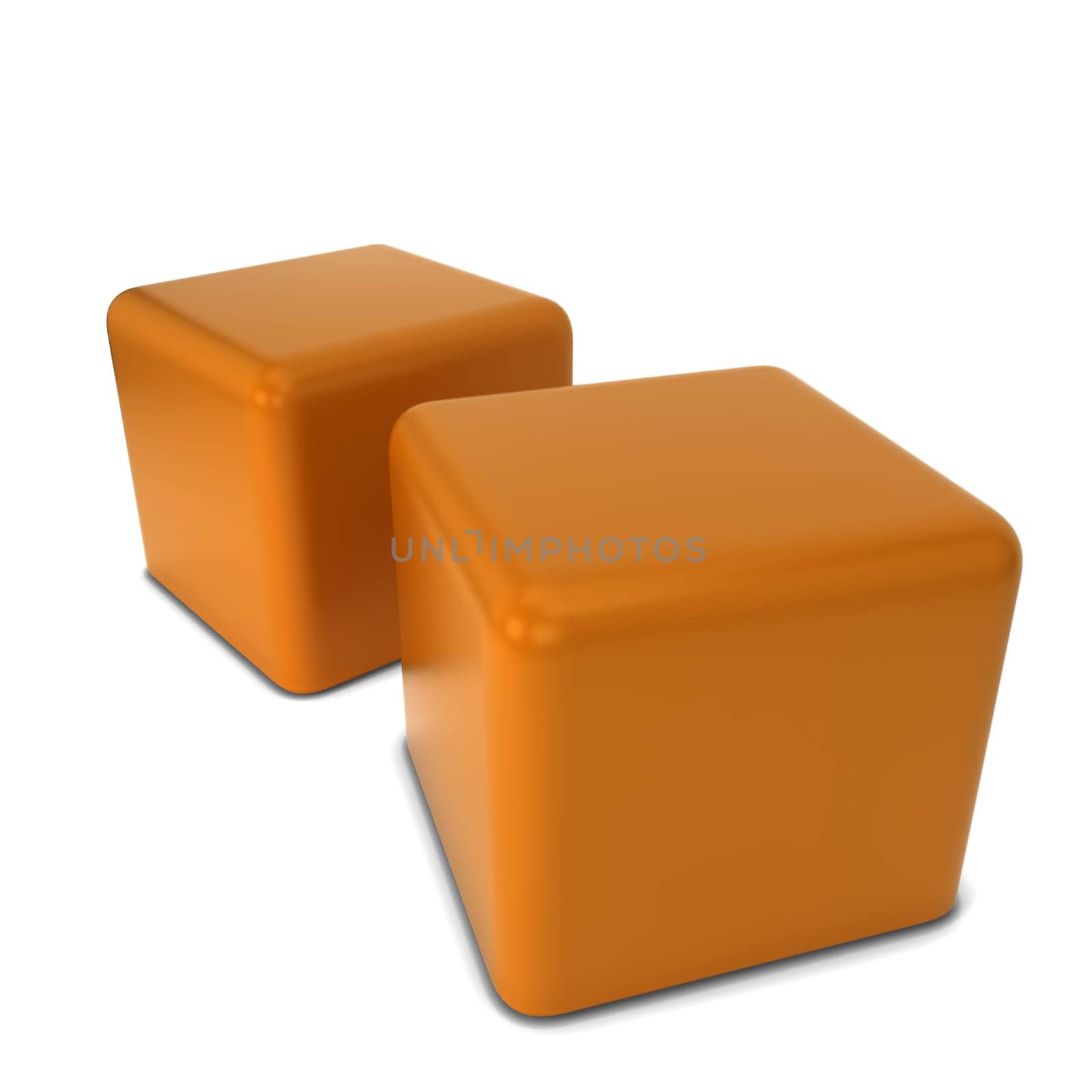Caramel cubes. 3d illustration isolated on white background