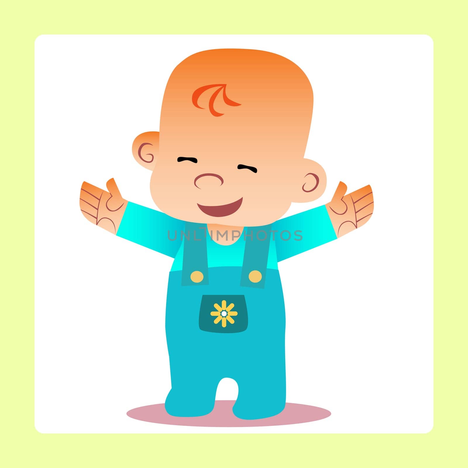 Happy baby revealed handle wants to cuddle. Childhood and motherhood