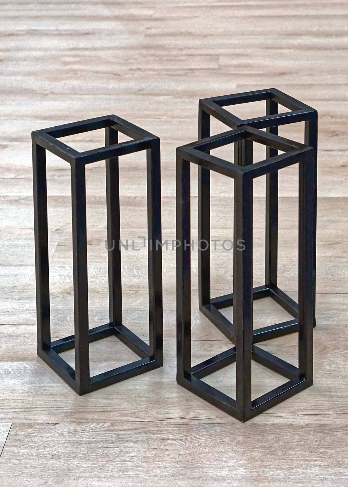 Real 3d shapes made from black metal