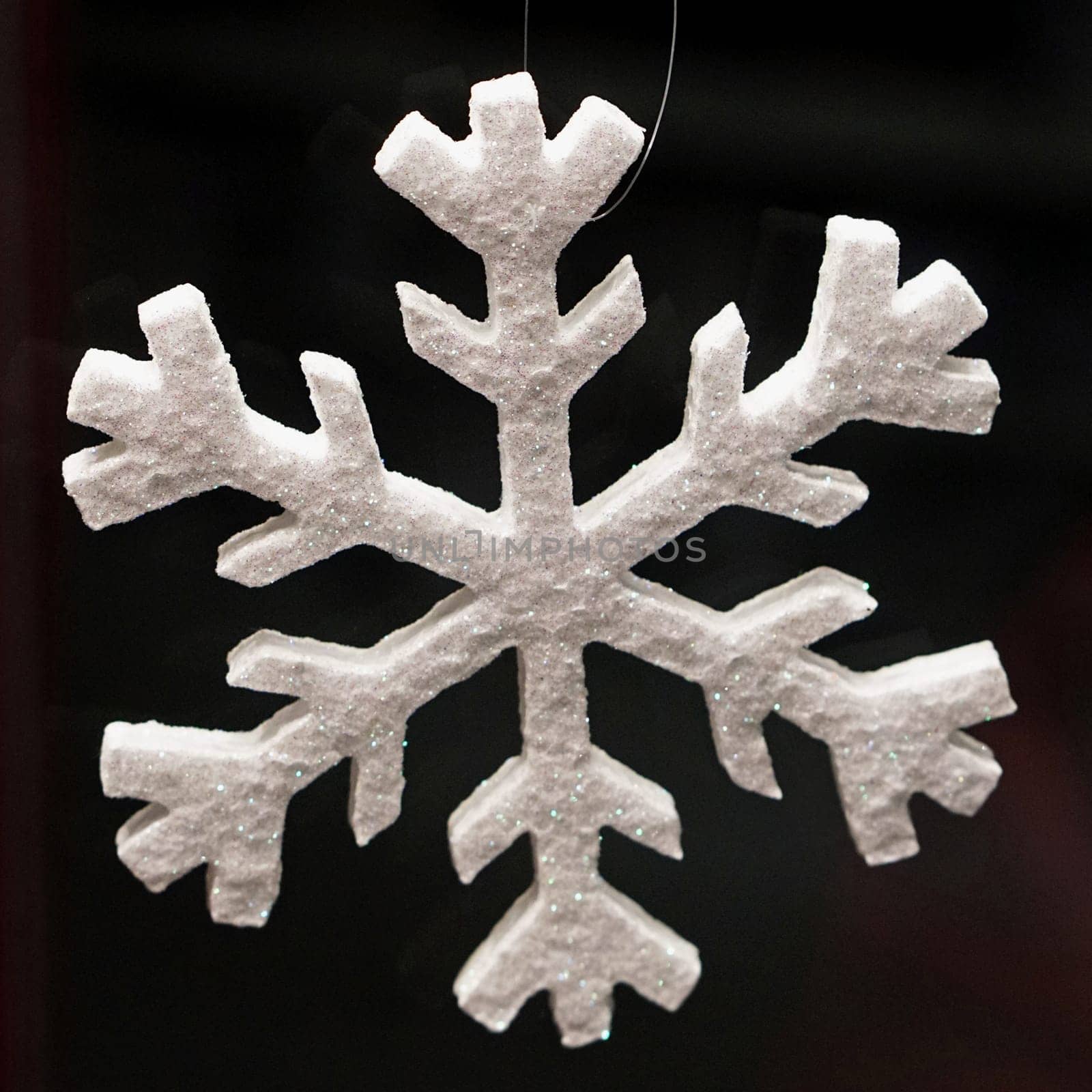 White polystyrene snowflake for Christmas decoration