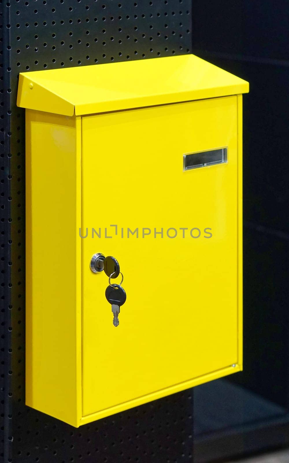 Bright yellow home mail box
