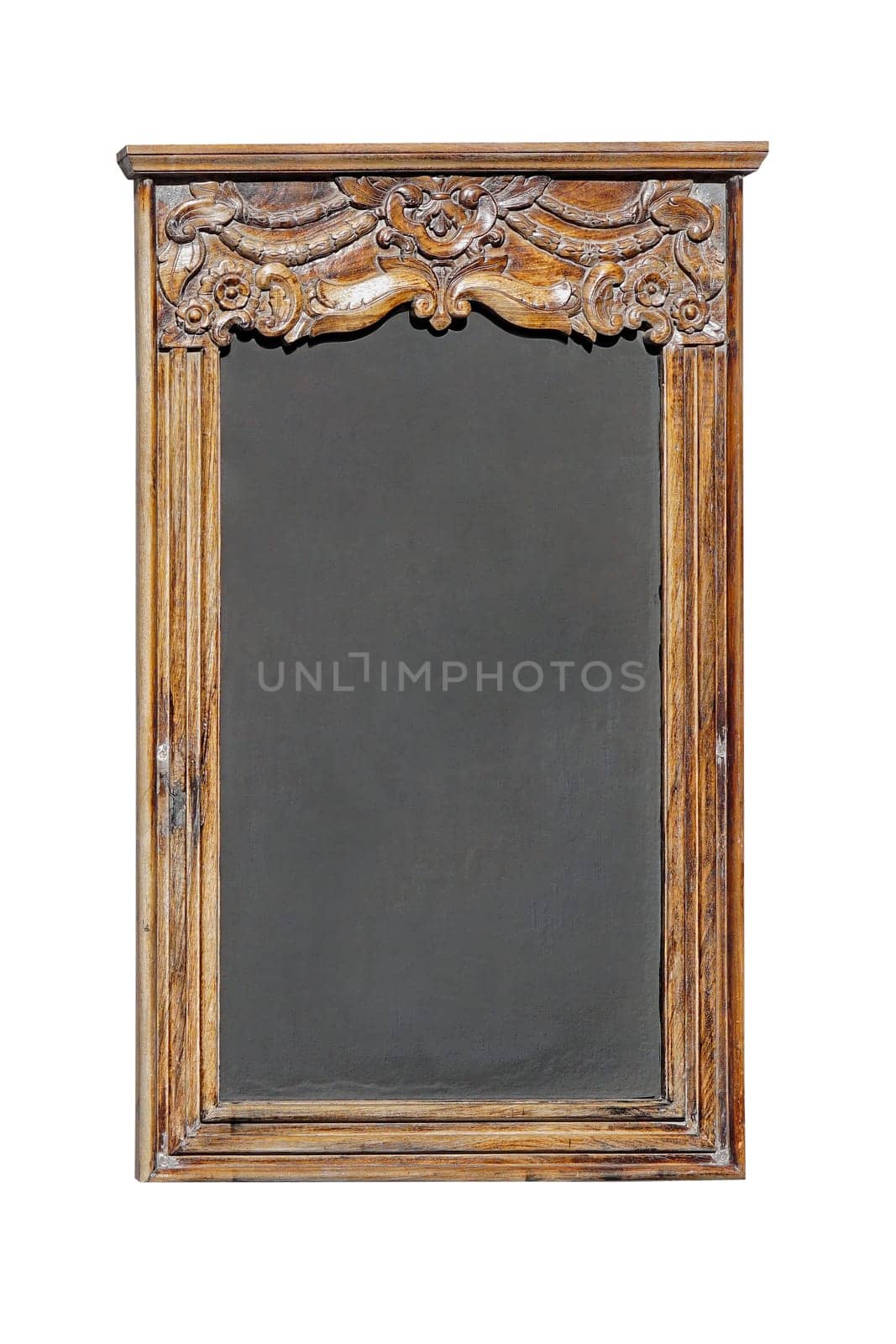 Blackboard with wooden frame isolated with clipping path