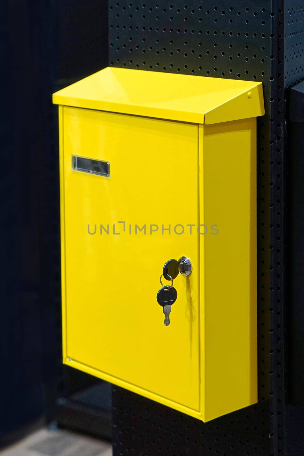 Bright yellow home mail box