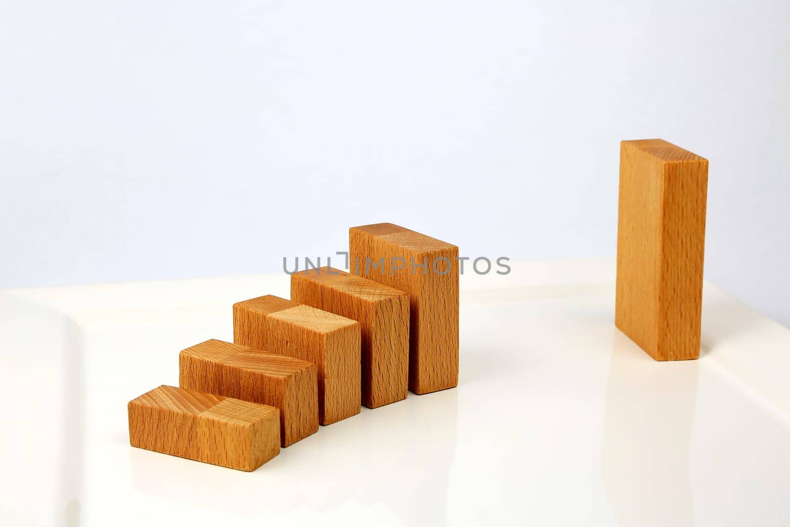ascending diagram with wooden blocks