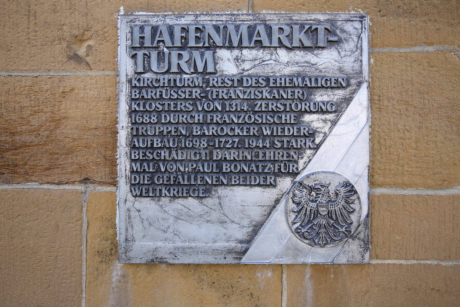 Heilbronn, Baden-Württemberg / Germany - 23 06 2020: Information board for the sight in Heilbronn