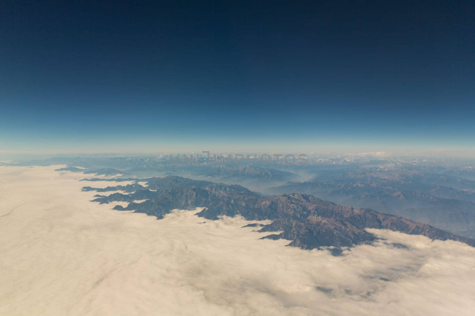 Mountain landscape view from an airplane