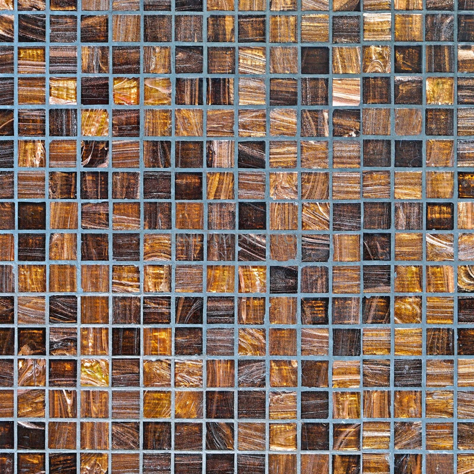 Small square mosaic wall tiles in brown