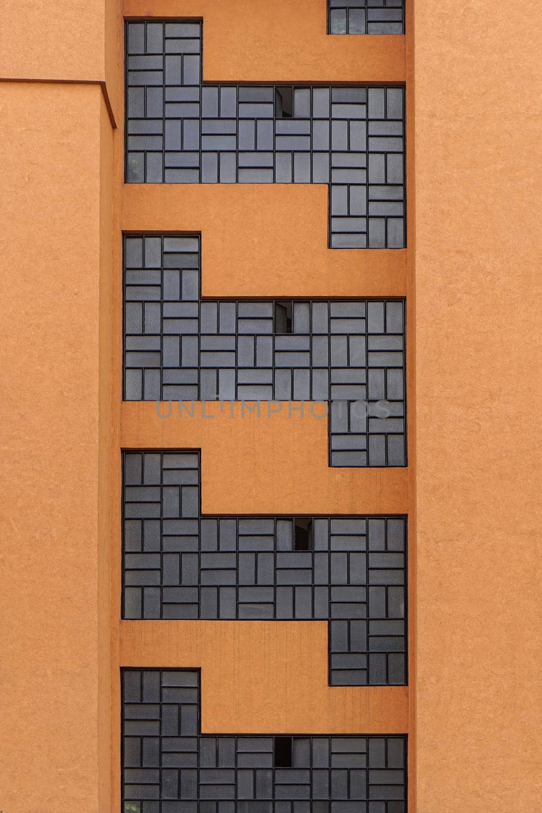 Decorative glass brick blocks at building