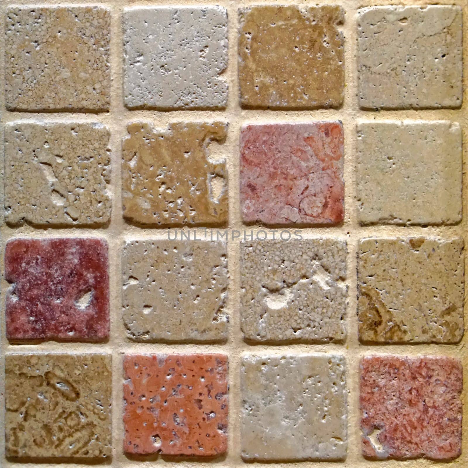 Small square mosaic wall tiles with rough edges