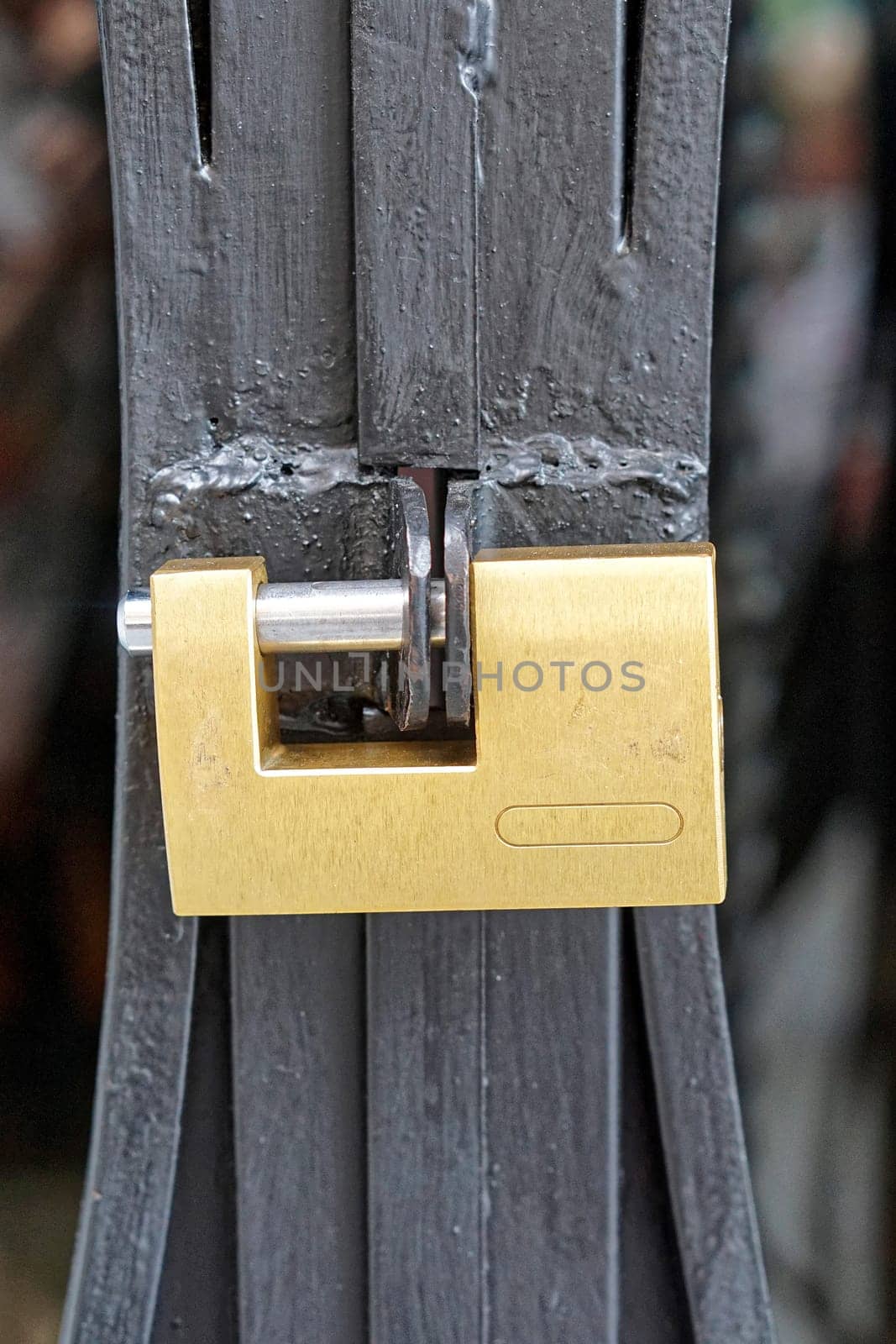 Strong padlock at locked gate security