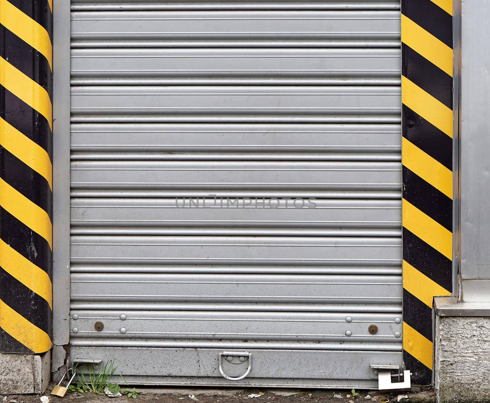 Rolling shutters at closed shop door