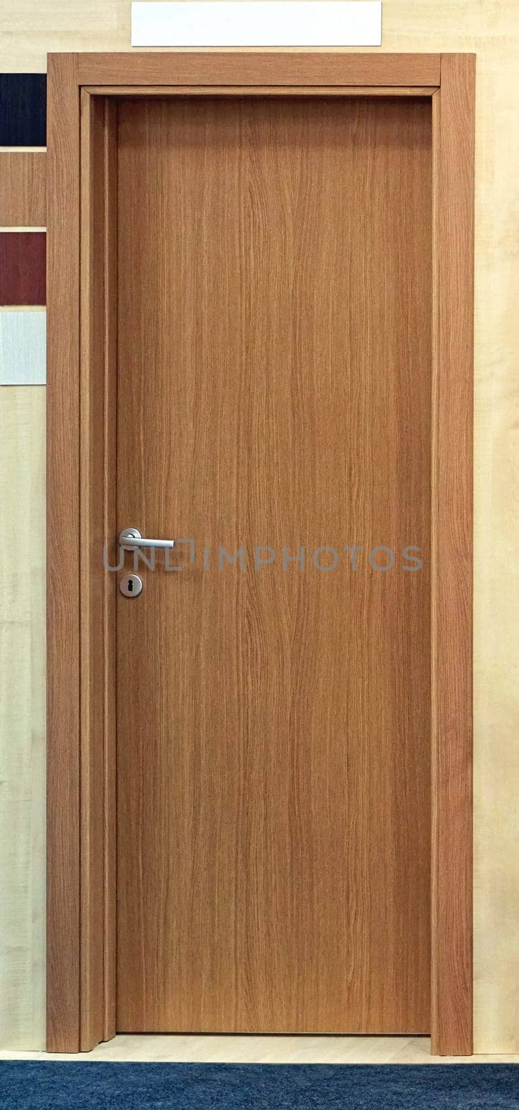 Brown veneer wood door in home interior