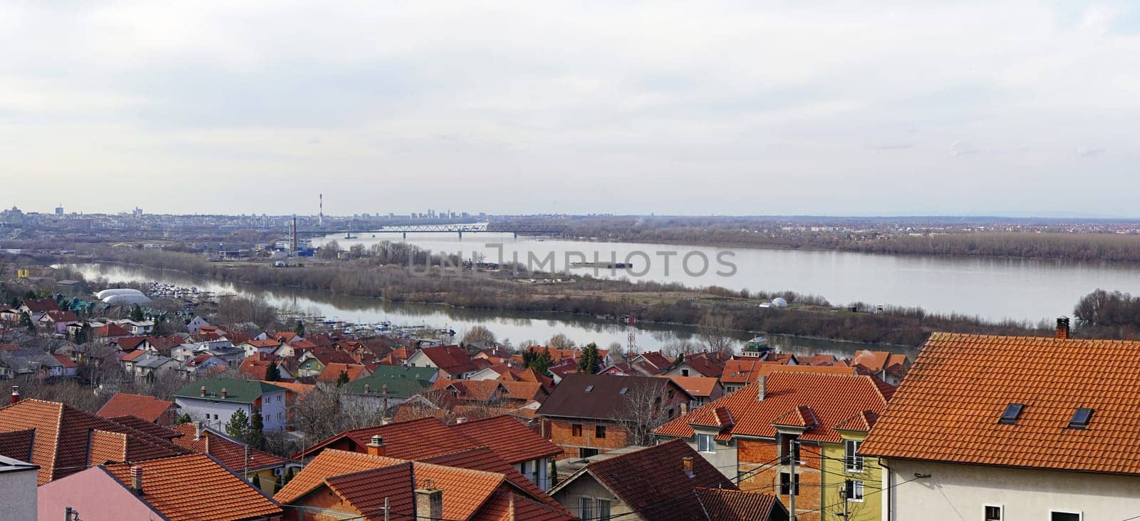 Danube river panorama from Visnjica in Belgrade Serbia