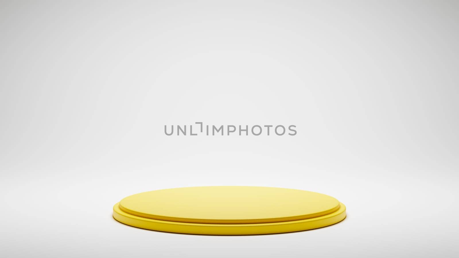Empty Yellow Platform on White Studio Background 3D Render