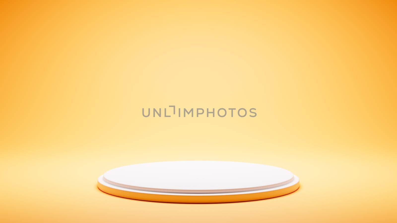Empty White Platform on Yellow Studio Background 3D Render